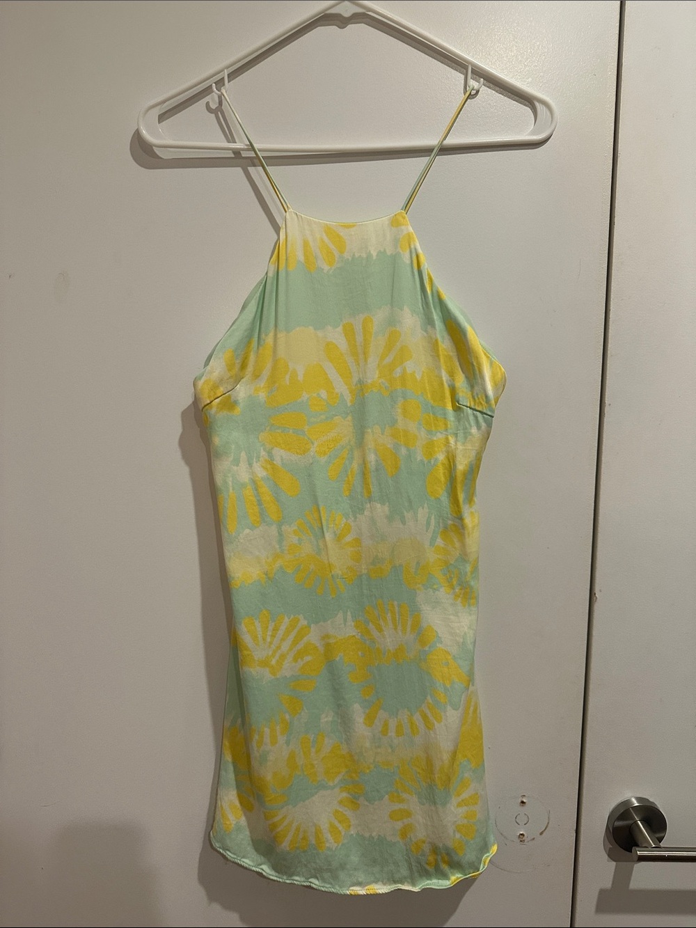 Zara Yellow & Mint Backless Slip Dress